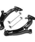 Upgrade Your Ride With A Fresh Frenzybro Front Lower Control Arm Kit Featuring 2 Arms Plus 4 Ball Joints And Sway Bar Links For Smoother Handling And Better Steering. black steel front lower control arms with sway bar links for Honda Fit