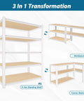 Beefy 5 Tier Metal Closet Shelving Unit With 36W 16D 72H Dimensions Industrial Steel Frame Thick FSC Certified Wood Shelves That Stay Flat Breathable And Warp Resistant Storage Organizer For Home Or Garage, 3-in-1 view