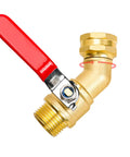 Heavy Duty Full Flow Ball Shut Off Valve With Long Handle In Thick Solid Brass Three Quarter Inch GHT Garden Hose Valve For Outdoor Faucets Lawn Irrigation Car Wash 360 Degree Swivel Anti Kink Design, brass valve with red handle