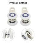 Heavy Duty Metal Bearing Sliding Door Pulley Block Kit With Two Wheels For Whisper Quiet Smooth Cabinet And Closet Track Hardware System Built For Heavy Loads And Long Lasting Performance Two Pack, white metal rollers