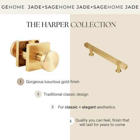 Brushed Gold Door Handles For Interior Doors And Closets Harper Knob Passage Mid Century Modern Top Notch High End Door Knobs