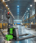 Top Tier Electric Pallet Jack With Big 3300 Lb Load And Long Run Lithium Battery For Smooth Forklift Style Lifting and hauling In Warehouse.