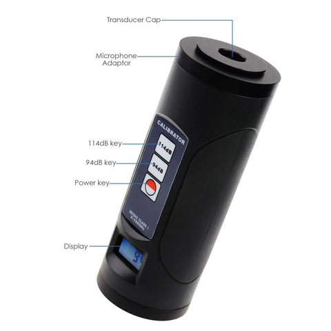 Pro Grade Sound Level Calibrator and Decibel Meter for Real World Noise Checks, 94dB and 114dB Calibration with display