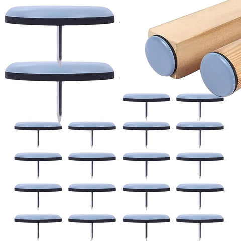 Silent Chair Leg Glides 20 Pack Reusable Floor Protection Pads for round and square chair feet with easy nail-on design