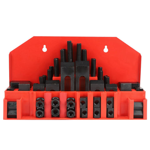 Beefy T Slot Clamp Kit For Lathe And CNC Machines Heavy Duty Machined Tool Set with red storage box