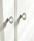 Five Pack Round Cabinet Knobs With Brushed Nickel Finish, Single Hole Drawer Pulls on glass cabinet doors