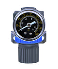 Front view of Mini Air Regulator With Gauge 1/4 Inch NPT Thread For Air Compressor And Air Tools, Precise 0-145 PSI Pressure Control