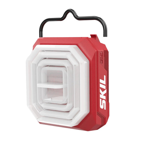 Built Tough No Sweat 20V Brushless Nine Piece Cordless Power Tool Combo Kit includes a red portable LED folding lantern.