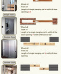 Pocket Door Track Kit With Soft Close Hardware, Wall Mount Box Rail Bracket Set For Wood Doors, Heavy Duty Sliding Barn Door Roller System, installation options illustration.