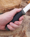 Hand grip of Companion Carbon Steel Fixed Blade Knife With Sheath 4.1 Inch Blade Military Green for camping and hunting