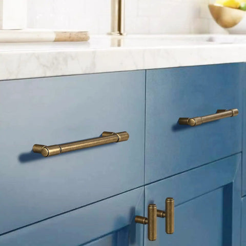 Six Pack Antique Brass Drawer Pulls For Kitchen Cabinets And Dressers, Zinc Alloy Cabinet Hardware, 10.08 Inch Center-To-Center