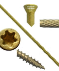 Pro Standard 9 X 5 Inch Bronze Coated Wood Screws Torx Star Drive Trim Head for ACQ Treated Lumber and Siding close-up