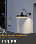 Dusk To Dawn Outdoor Barn Light 16 Inch Dome Exterior Wall Mount Fixture Black 1 Pack Industrial Farmhouse Sconce For House Shop Porch Garage With Energy Efficient Sensor And Weather Resistant Finish