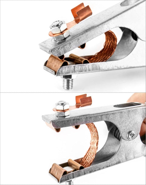Rugged Pro Grade Heavy Duty Welding Ground Clamp For Welder, copper electroplated earth clamp for pipe welding and vehicle repair.