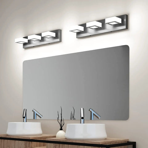 Dope Modern LED Vanity Light With 180 Degree Up Down Angles And 360 Degree Swivel, matte black wall mount over double sinks