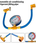 R134A Car Air Conditioning Refrigerant Charge Hose Kit With Gauge And Half Inch Dispensing Valve Aluminum Charging Hose