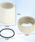 2 Pack Union Replacement Kit With Inlet And Outlet Fittings, Nuts And O Rings For Pool And Spa Pumps, 1.5 Inch Internal By 2 Inch External