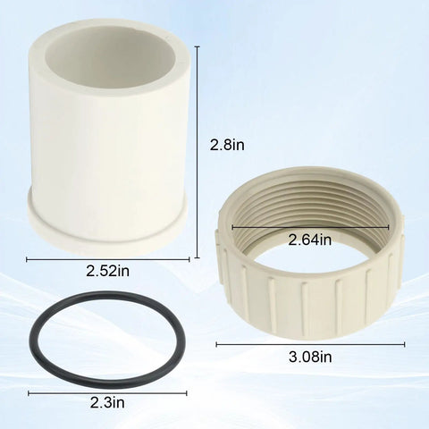 2 Pack Union Replacement Kit With Inlet And Outlet Fittings, Nuts And O Rings For Pool And Spa Pumps, 1.5 Inch Internal By 2 Inch External