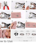 Step-by-step guide using Snap Fasteners Tool Kit 800 Pieces In 200 Sets Hollow And Solid Metal Prong Snaps for clothing.
