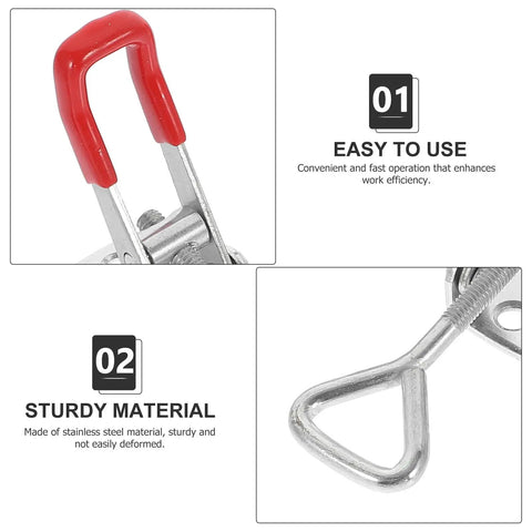 Close-up of Grab These Super Sturdy Adjustable Heavy Duty Four Inch Metal Toggle Clamp Latches With Lock Holes Four Pack details