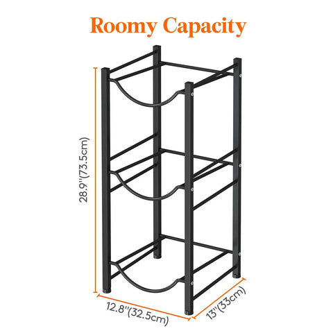 Beefy Three Tier Water Jug Organizer Rack Holds 5 Gallon Bottles Hassle Free Heavy Duty Dispenser Stand With Wobble Proof Base Straight Up Kitchen Pantry Storage Game Changer Solution