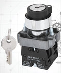 Two-Position Locking Key Switch For Industrial Panels Built Tough In 22mm ZB2-BE102 Electrical Key Switch With Plastic Modular Housing High-Conductivity Silver Contacts Easy Install Rock-Solid Security For Safe Operation. 22mm panel key switch with key