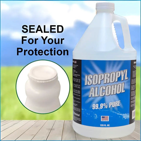 Top Notch High Purity Isopropyl Alcohol IPA Ninety Nine Point Nine Percent Pure Made In USA Four Pack Thirty Two Ounce Bottles For Cleaning Disinfection Lab Use No Fillers Just Pro Grade Rubbing Alcohol sealed 128 oz jug