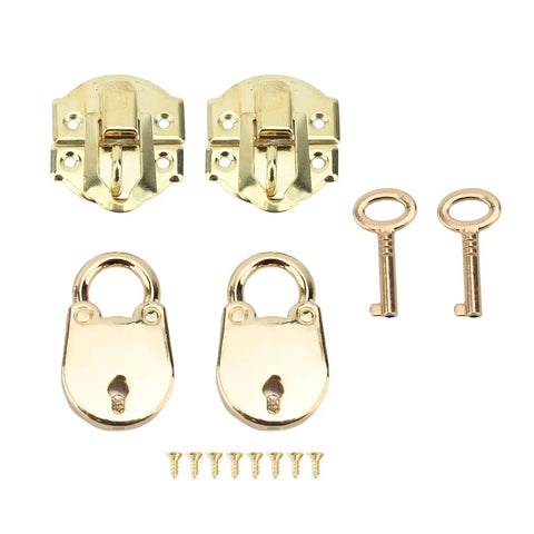 Vintage Hasp Latch Lock Set For Jewelry Boxes And Wooden Cabinets With Rustproof Zinc Alloy Glossy Finish