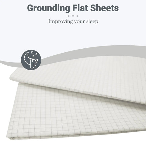 Grounding Flat Sheet With 10 Percent Silver Fiber For Deep Sleep That Feels Like A Dream And Natural Health Benefits, 27x52 white sheet