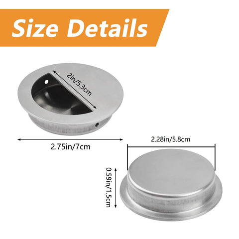 Dimensions of Hidden Concealed Recessed Sliding Door Pull Handles Pack Of 2 In Brushed Stainless Steel Round Flush Door Knob.