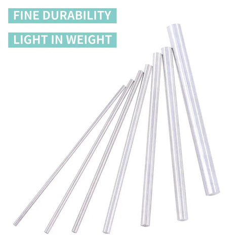 DIY Metal Rod Set 21 Pcs Brass, Stainless Steel, Aluminum Lathe Bar Stock shown with various sizes and fine durability UV text