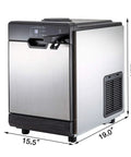 Countertop Ice Cube Maker Machine, Stainless Steel And Food Grade Abs, Portable Automatic Quick Freeze Unit For Home Bar showing dimensions.