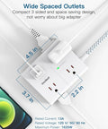10 Ft Heavy Duty Braided Extension Cord With Surge Protector Power Strip, 3-side outlet extender with cables plugged in