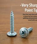 Premium Zinc Plated Wood Screws Featuring Truss Head And Phillips Drive For Smooth Power Drill Installation Badass Eight By Half Inch Fasteners For Indoor Carpentry Rock Solid Steel 100 Pack with sharp point tip.