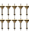 OEM Quality Standard Real Deal Copper Thimble Valve Linkage Pins for Gas Water Heaters and Boilers 12mm Ten Piece Kit arranged in two rows.