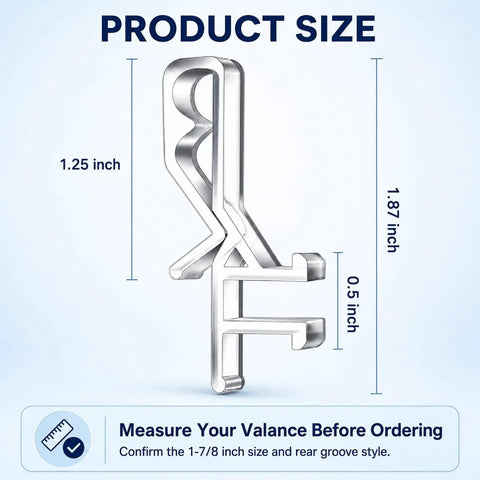 Clear Rear Groove Valance Clip 1-7/8 inch size, 0.5 inch depth, 1.25 inch width for blinds replacement. Twenty Piece Set Of Clear Rear Groove Valance Clips For Blinds With One Seven Eight Inch Fits Like A Glove Replacement Hardware No Sweat Install For Wood And Faux Wood Window Blind Valance Channels Rock Solid.