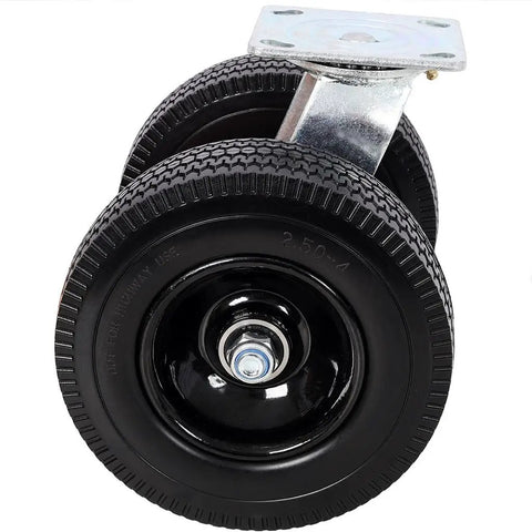 8 Inch Dual Wheel Swivel Caster Workhorse Heavy Duty Flat Free PU Tires With Zinc Plated Top Plate 660 Lbs Load Capacity Ideal For Cart Dolly Equipment And Industrial Transport, dual-wheel view