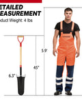 Heavy Duty Spade Shovel For Digging With D Handle 45 Inch Trench Shovel next to person for size comparison
