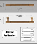Dimensions of Antique Brass Cabinet Pulls 5 Inch 128mm, 10 Pack Kitchen Cabinet Handles, with screw sizes shown