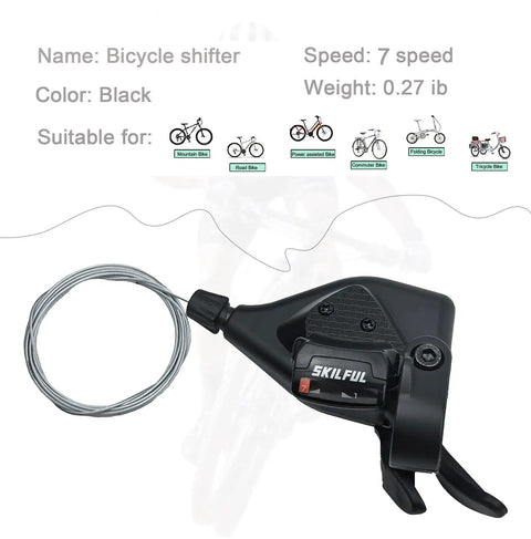 Right Side Seven Speed Bicycle Thumb Shifter with Gear Indicator for Mountain Bike MTB Road Bike and Tricycle black color