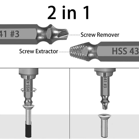 Heavy Duty 5 Piece HSS Screw Extractor Set For Damaged Stripped Screws And Bolts 0 To 4 Sizes With Handy Storage Case close-up