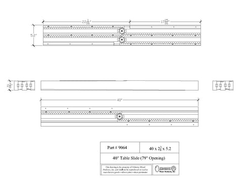 Heavy Duty Wooden Table Extension Slides For Big Boy Dining Tables Smooth Gliding Track Pair Fits Up To Eighty Inch Tops dimensions diagram.