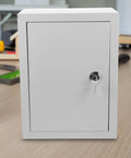 Front view of Outdoor Aluminum Junction Box 300x400x160mm with key lock for weatherproof electrical control and breaker use.