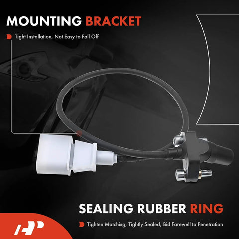 Engine Crankshaft Position Sensor For Volkswagen Beetle Bora Golf Golf SportWagen Jetta Passat Rabbit 2.5L L5 2005 To 2014 OE Replacement With Precise Sensing Reliable Performance And Easy Plug In Install, black sensor with mounting bracket and sealing rubber ring