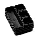 Stacked black 8 Piece Interlocking Bin Pack Junk Drawer Friendly Customizable Drawer Organizer Set For Office Kitchen Bathroom And Tools Durable Modular Storage Bins With Non Slip Feet For Easy Everyday Organization
