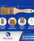 96 Pack 1.5 Inch Chip Paint Brushes For Painting And Staining, showing solid wood handle and natural bristles, versatile for DIY projects.