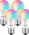 Smart A19 Color Changing LED Bulbs 4 Pack with Dimmable RGB Lighting 2700K Warm White 800 Lumens E26 Base No Hub Needed 2.4GHz Wi Fi Works With Alexa And Google Assistant App Control