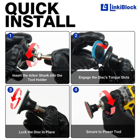 Installation steps for 150 Pieces 2 Inch R Type Quick Change Aluminum Oxide Sanding Discs Set on tool holder