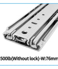 1 Pair Heavy Duty Drawer Slides For Bottom Mounted Concealed Install, Hide Hardware For Sleek Minimal Cabinets, 500lb W76mm steel slide