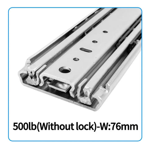 Premium Heavy Duty Drawer Slides Featuring Slick Concealed Bottom Rail For Zero Friction Push To Open Glide On Lean Cabinets And Compact Closet Storage Solutions, 76mm width.